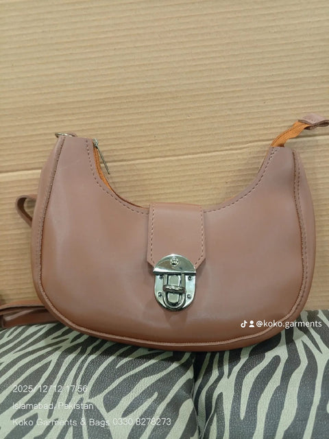 Modern Half-Moon Vegan Leather Sling Bag