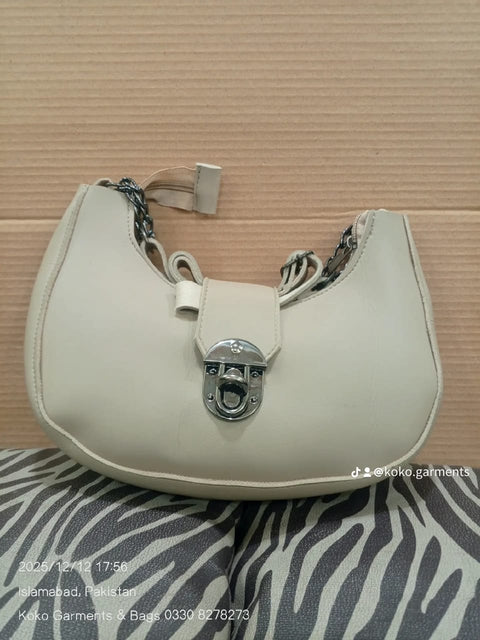 Elegant Half-Moon Vegan Leather Sling Bag