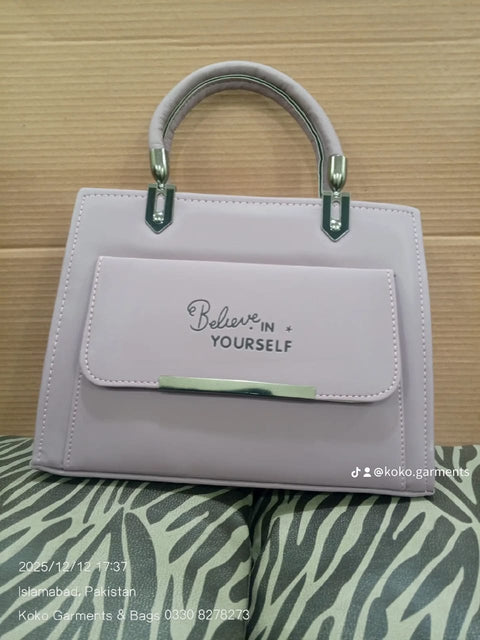 Believe in Yourself" Structured Top-Handle Bag
