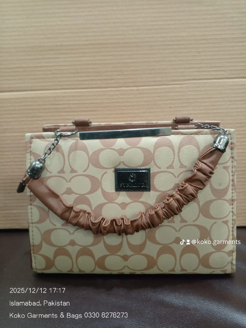 Designer Monogram Box Satchel with Scrunchie Handle