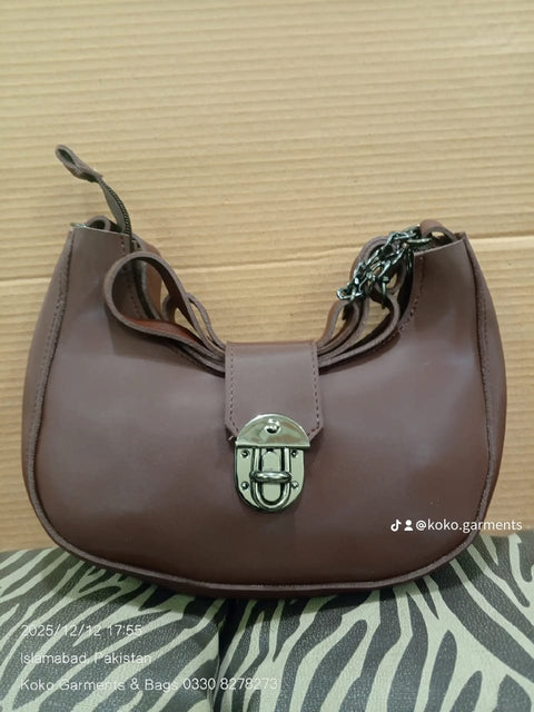 Modern Half-Moon Vegan Leather Sling Bag