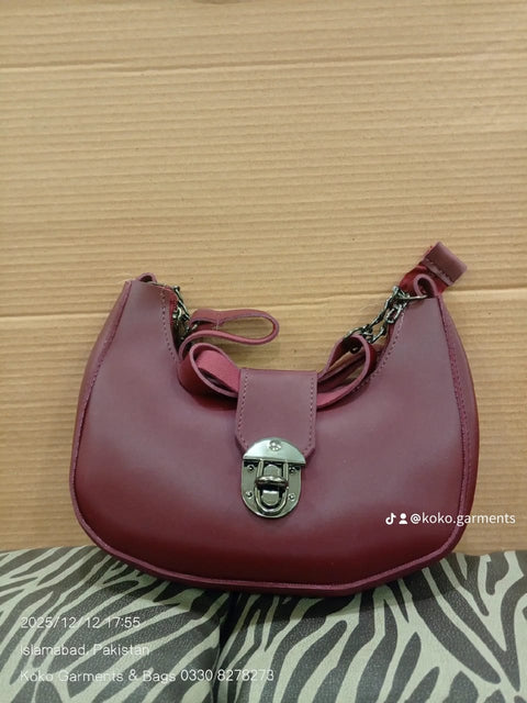 Modern Half-Moon Vegan Leather Sling Bag