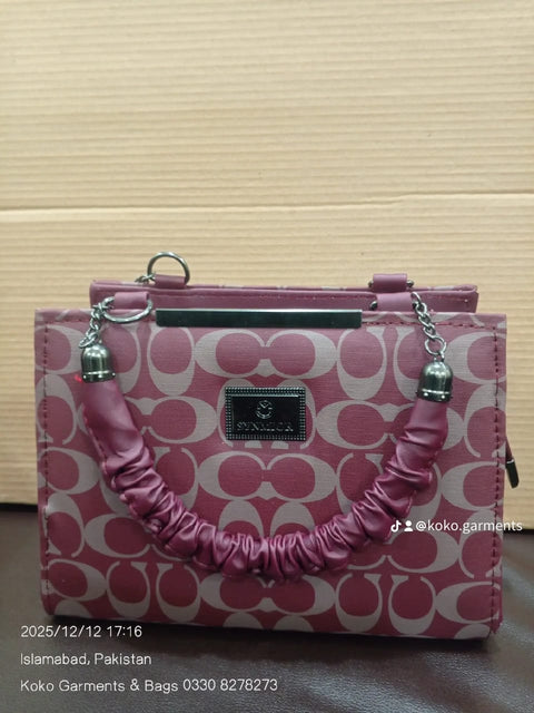 Designer Monogram Box Satchel with Scrunchie Handle