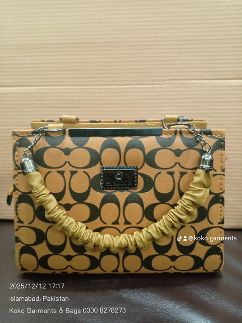 Designer Monogram Box Satchel with Scrunchie Handle